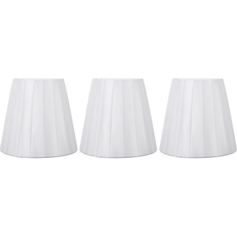 Eosnow 3 Stück Stoff-Lampenschirm, plissiert, zum Anklemmen, dekorativer Lampenschirm für Wandtisch, moderner E14-Kerzen-Kronleuchter, Wohnzimmer, Schlafzimmer