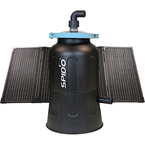 Spido – Groupe de filtration solaire hybride 3,5 m³/h – Panneaux solaires 80W – Silencieux 35 dB – Installation sous niveau d’eau – Média filtrant Aqualoon inclus