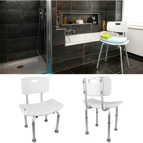 Ausilio sedia da doccia per anziani disabili altezza regolabile Haloyo®, 51x26x71-83.5 cm,bianco (1/5)