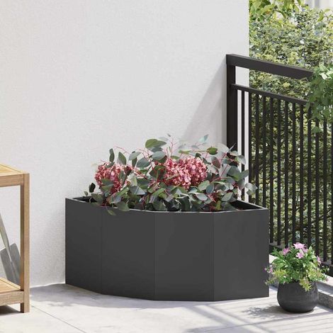 Eckpflanzer Schwarz 60 x 60 x 35 cm Stahl