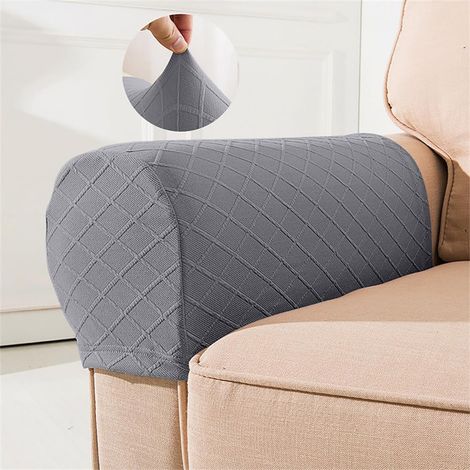 Set mit 2 Sofa-Armlehnenbezügen, dunkelgrau, elastisch, dehnbar