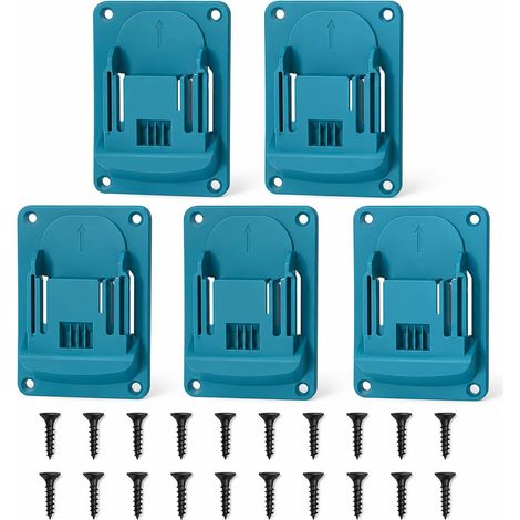 Lot de 5 supports muraux à outils compatibles avec visseuse sans fil 18 V avec 5 supports de machine pour atelier et garage - Rangement peu encombrant - Organisateur d'appareils avec 14,4-18 V (1/4)