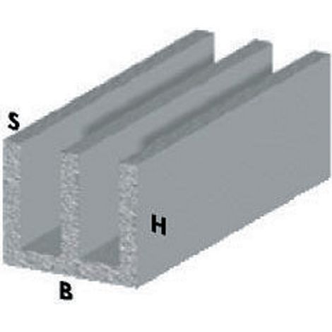 5PZ PROFILO ARGENTO H.200 cm CANALINO UU 16X12X1 mm (1/2)