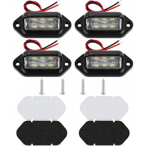 4 lampes LED pour éclairage de plaque d’immatriculation - Feux arrière étanches 6SMD pour véhicules 12V/24V - Compatible avec camions, caravanes et remorques - Éclairage puissant et écoénergétique (1/5)