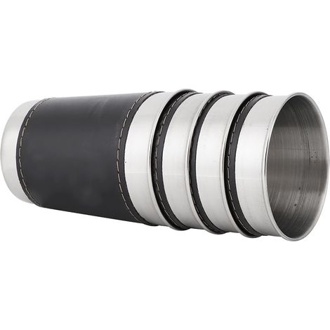 Lot de 4 tasses à café/vin miniatures en acier inoxydable 170 ml avec étui en cuir, portables (1/4)