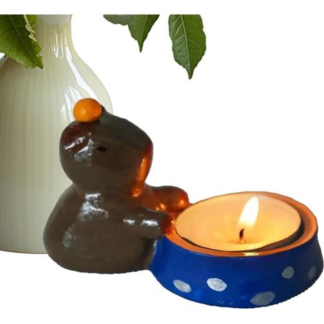 Capybara Tea Light Holder, Cute Animal Figurine Candle Holder for Home Decor, Perfect Centerpiece Stand for Living Room Table Aesthetics - Votive Candle Light Holder (1/5)