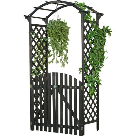 arco rosa arrampicata aiutare ad arco gateway traliccio di legno pergolato giardino nero porta del cancello
