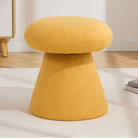 Puf giratorio 41x41x44 cm de tela de peluche amarilla para salón - MEUBLIV (1/5)