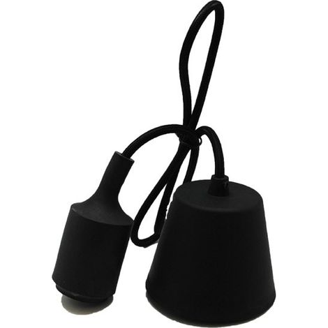 Portalámparas, cable y florón de silicona (12 colores) Negro