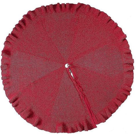 Weihnachtsbaumdecke, Rüschen-Baumdecke 122 cm (48 Zoll), gestrickt, dick, rustikale Weihnachtsdekoration (1/5)