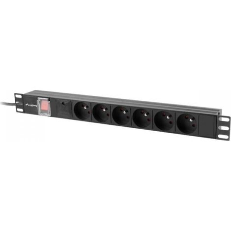LANBERG RACK PDU POWER STRIP 19" 1U 10A 6X 230V PL 2M BLACK C14
