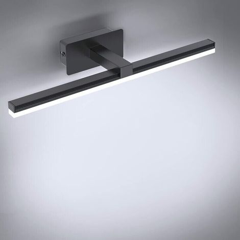 9-W-LED-Spiegelleuchte, kaltweißes 6000K-Badezimmerspiegellicht, 40 cm Frontspiegelbeleuchtung, 720 lm Badezimmerschrankbeleuchtung, schwarze LED-Wandspiegelleuchte (ohne Schalter)