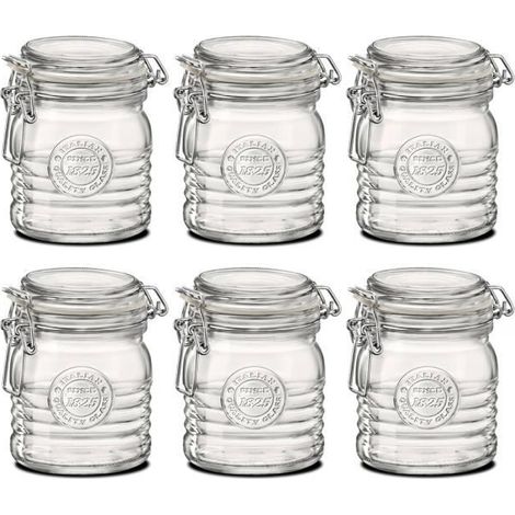 Lot de 6 pot de rangement avec couvercle hermétique clip, jarre en verre, capacité 35 cl - Ø 9.1 x Hauteur 10.3 cm (1/3)