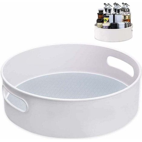 Plateau Tournant, Rangement épices ournant en Plastique pour épices Condiments Rangement de Cuisine, blanc (30 x 10 cm) (1/4)