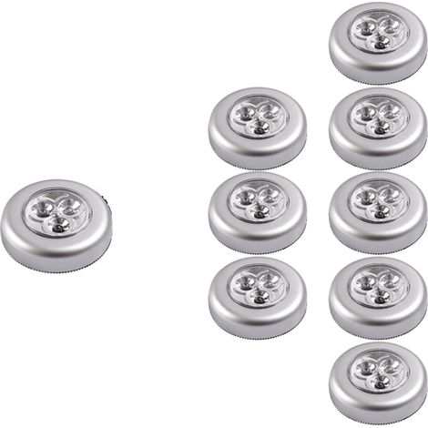 Set di 9 faretti LED autoadesivi per illuminazione notturna, alimentati da 3 batterie, ideali per armadio/guardaroba/scaffale/ingresso/cucina/corridoio.