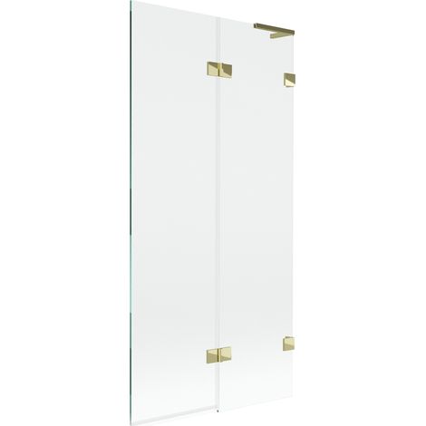 Paroi de baignoire à 2 volets Mexen Lunar L droite 90 x 150 cm, transparent, doré - 897L-090-100-50-00-P (1/5)