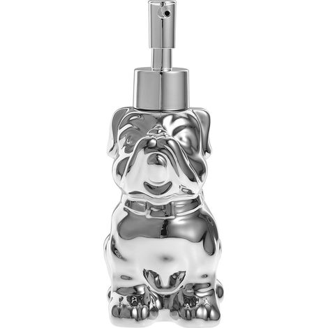 Distributeur de Savonnette pour Salle de Bain Flacon de Shampoing Vide Chien 280ml Céramique PP Argenté pour Shampoing et Après-shampoing Maison Hôtel Pompe Facile à Presser (1/5)