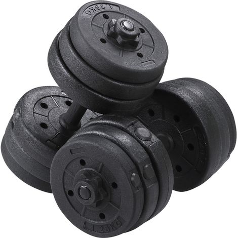 Yaheetech – Haltères réglables 20kg – 12 plaques en métal pour musculation – Poignée antidérapante – Entraînement à domicile