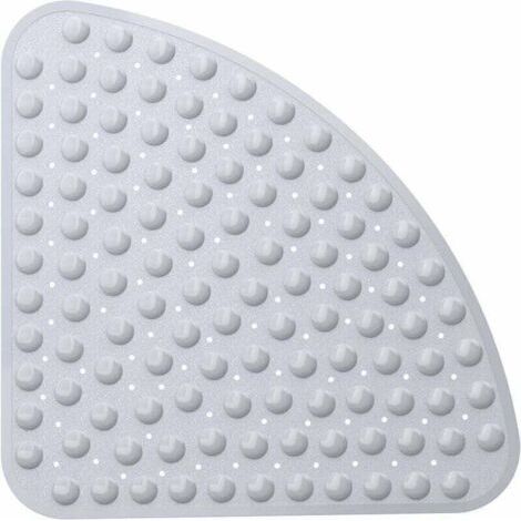 Tappetino antiscivolo per angolo doccia – Tappetino angolare per doccia 53,3 x 53,3 cm, tappetino antiscivolo con ventosa e foro di drenaggio, lavabile in lavatrice, grigio