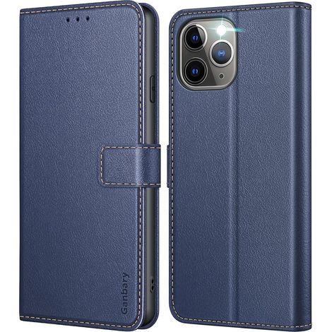 Ganbary iPhone 11 Pro Leder Handyhülle Blau (1/5)