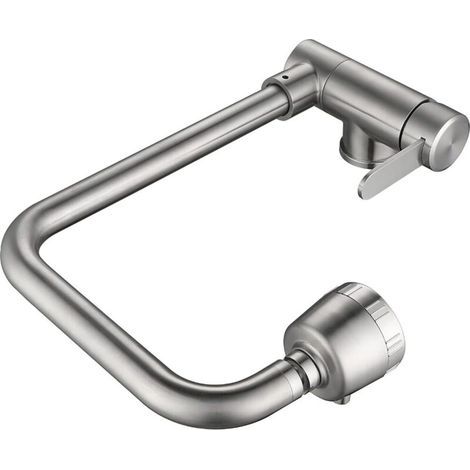 Mitigeur Cuisine Rabattable,robinet Cuisine Rabattable Sous Fenetre Avec 2 Jets, acier inoxydable 304 Robinet Évier Pivotant à 360° (Nickel Brossé) (1/5)