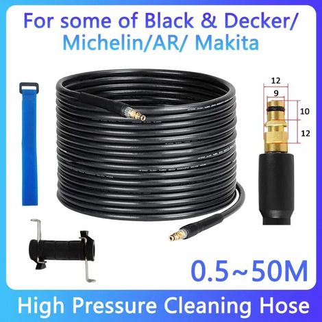 (M, 13 m) Tuyau d'extension pour nettoyeur haute pression, compatible avec certains modèles Black & Decker/Michelin/AR.