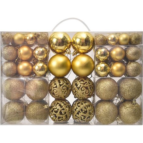 Goldene Weihnachtskugeln, 100 Stück, Kunststoff-Baumschmuck, Partydekoration – Ø 3/4/6 cm, für den Innen- und Außenbereich (1/5)