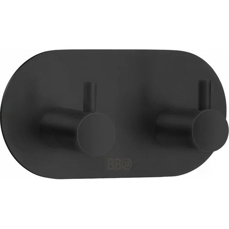 Smedbo Doppel Haken. Edelstahl Schwarz. Selbstklebend. BB1102 (1/3)