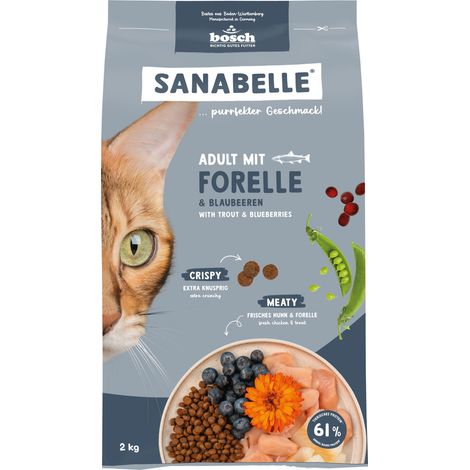 Sanabelle Katzentrockenfutter Adult mit Forelle & Blaubeeren für ausgewachsene Katzen 2 kg