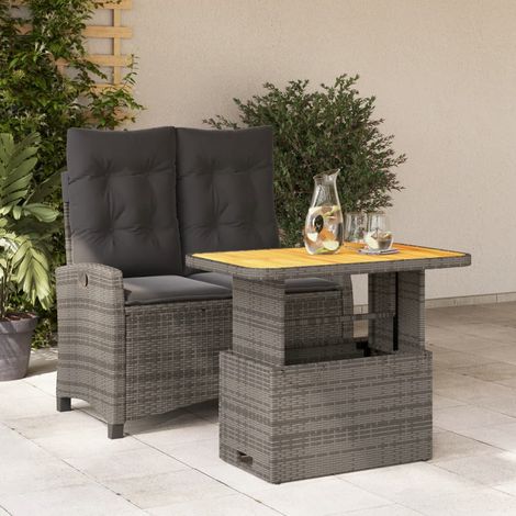 vidaXL 2 Piece Garden Dining Set with Cushions Grey Poly Rattan (1/5)