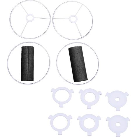 Abat-jour en tissu, 2 pièces, tambour de 12 pouces de diamètre et 9,06 pouces de hauteur pour une lumière douce et confortable, noir et or (1/2)