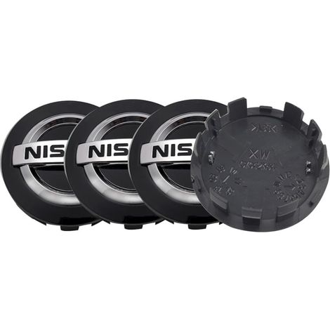 4Jantes Enjoliveurs Nissan 54mm/2.12" Noirs, 4 Pièces en ABS, Capuchons de Roue Universels pour Voiture (1/2)
