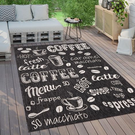 Paco Home Tapis Exterieur Terrasse Balcon Tapis Cuisine Moderne Écriture 120x160 cm, Anthracite 3