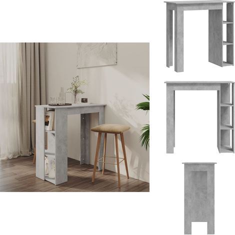 Bartisch mit Regal Betongrau 102x50x103,5 cm Holzwerkstoff - Stehtisch - Bartisch - Bistrotisch - Kücheninsel - Esstisch Klein (1/5)
