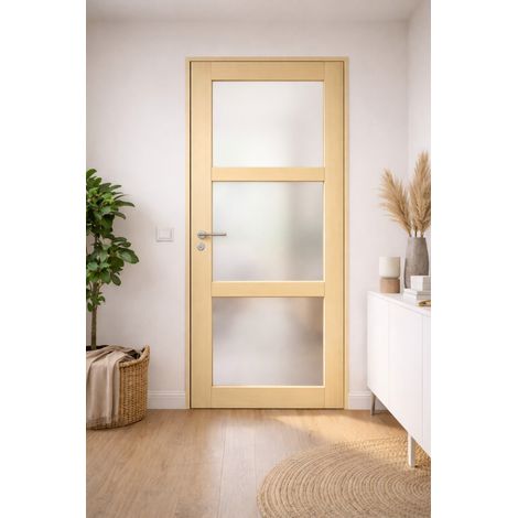 Bloque de puerta de Ayous con vitrina H204 x L73 cm, lado derecho, manilla Pomerol, GD MENUISERIES