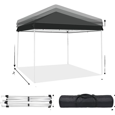 Carpa exterior con toldo, altura ajustable, protección contra el sol y la lluvia, 2 m, color negro. (1/2)