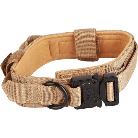 Collier pour Chien en Coton Doux et Résistant, Boucle en Métal - Accessoire pour Chiot et Animal Domestique Beige (1/5)