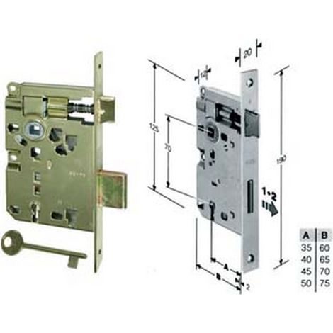 2PZ SERRATURA BUSSOLA RIDOTTA INFILARE BORDO QUADRO OTTONATO mm50 bordo