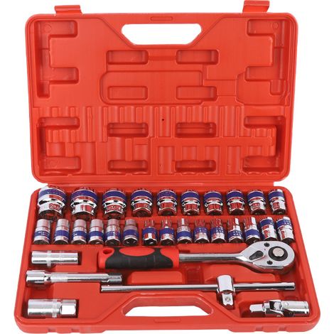 Kit de reparación automotriz de 32 piezas, juego de herramientas de reparación con llave de tubo (1/5)