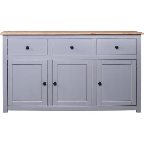 Buffet Commode Armoire Luxueux, pour Salon Chambre Entrée Cuisine, Gris 135x40x80 cm Pin solide Assortiment Panama OIB9442E (1/5)