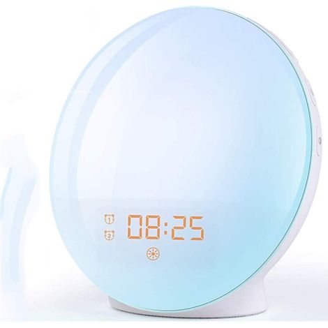 Réveil Simulateur Aube - 20 Niveaux Luminosité - 7 Sons Naturels - Radio FM - 2 Alarmes - Fonction Snooze - Pour Adultes Et Enfants (1/5)