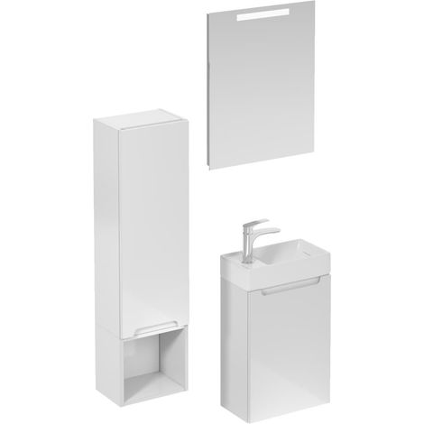 Naturel Mobiletto da bagno con lavabo comprensivo di miscelatore per lavabo Naturel Stilla bianco lucido, bocca e sifone (KSETSTILLA022)