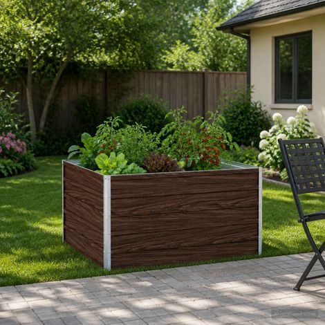 vidaXL Letto rialzato da giardino Nero 100 x 80 x 55 cm