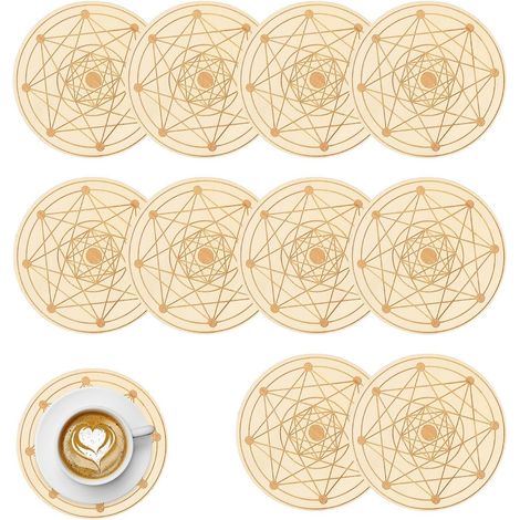 Dessous de Verre pour Boissons - 10 Pièces Set De Table en Bois - Motif Géométrique Set De Table Anti-dérapant pour Maison, Cuisine, Salle À Manger, Bureau, Salon, Bar, Cadeau De Maison (1/5)