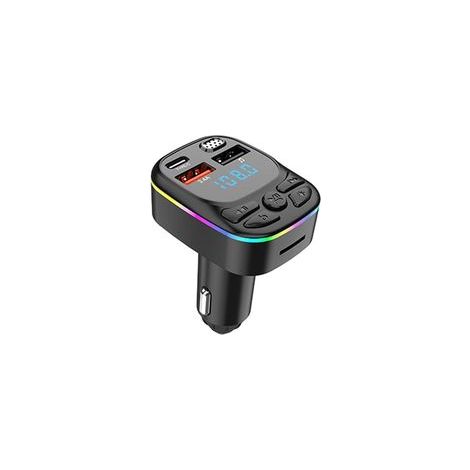Transmetteur Chargeur de Voiture 3A  Émetteur de Voiture LED 5.0 Musique d'autoradio 5.0 Émetteur récepteur de Voiture Angle réglable à 180°, Chargeur de Charge Rapide, lumière colorée