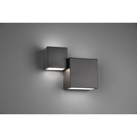 MIGUEL APPLIQUE METALLO NERO OPACO DOPPIO CUBO A BI-EMISSIONE DI LUCE L. 20,5CM X H. 16,5CM. 12W LED, 3.000K, 1.000Lm (1/3)