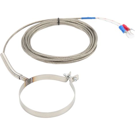 Thermocouple en acier inoxydable de 60 mm, 0-400 °C, capteur de température de type CK, interface filetée industrielle, 3 mètres/9,8 pieds.