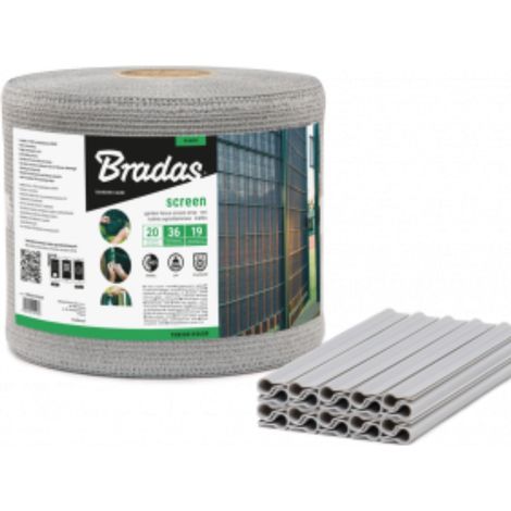 Brise-vue de balcon gris clair 19 cm x 36 m avec clips Bradas (1/5)