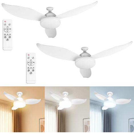 Ventilateur de plafond lumineux à 3 pales en forme de pétales – 91 cm, éclairage LED tricolore (blanc/chaud/neutre), télécommande incluse, douille E27 (1/5)