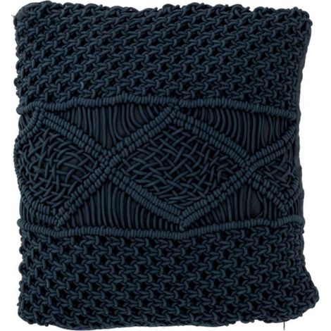 Coussin Carré Déco "Macramé" 45x45cm Bleu (1/4)